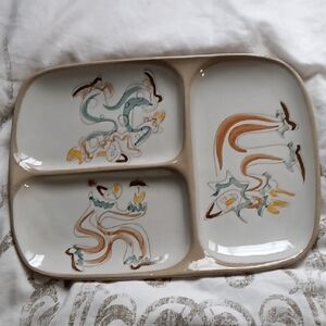 Vintage RARE Glidden Pottery Platter Clowns in Circus Series #300